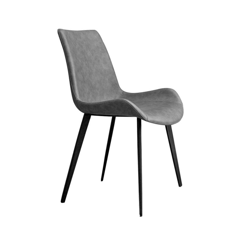 Silla de comedor tapizada de metal con respaldo sólido para interiores contemporánea (juego de 2)