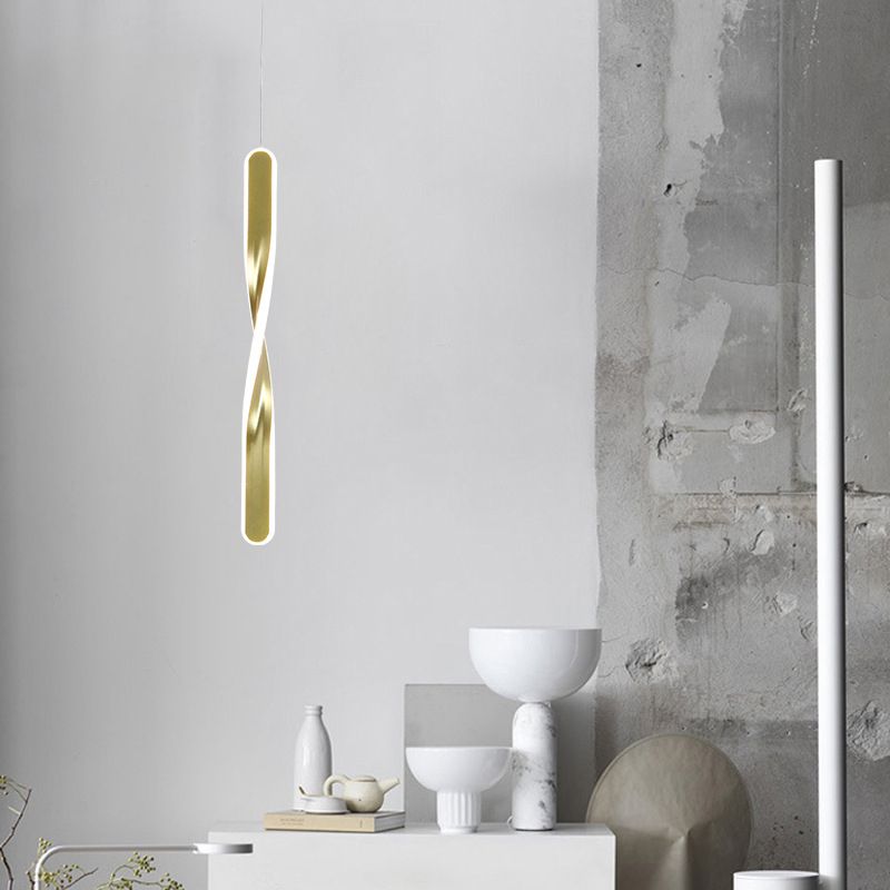 1 Light Linear Hanging Pendant Modern Style Metal Hanging Lighting for Living Room