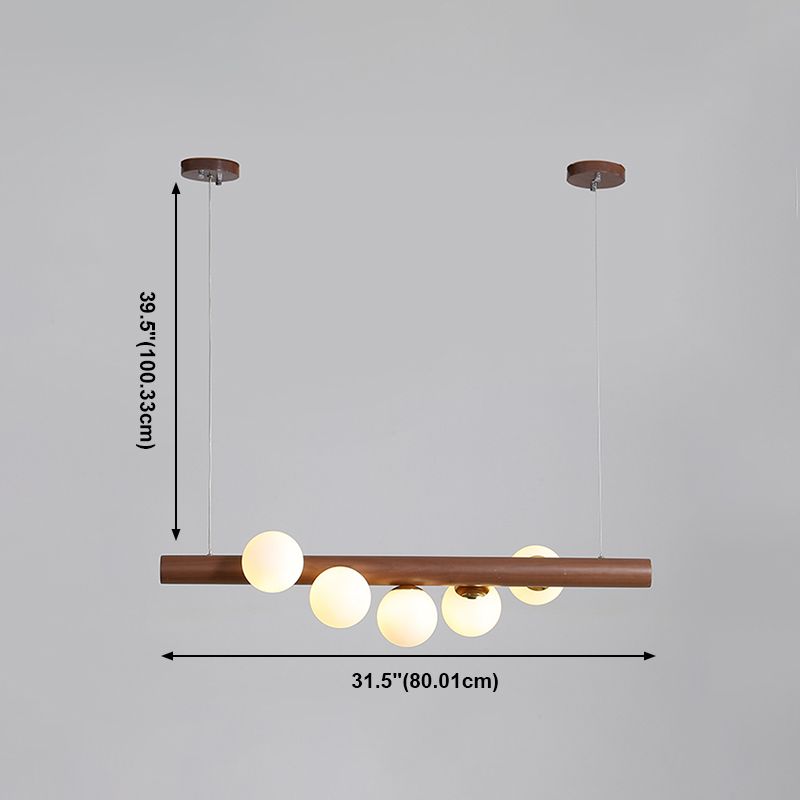 Modern Style Spherical Island Lights Wood Large Kitchen Pendant Lights