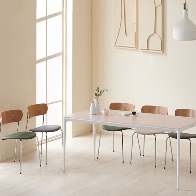 Modern Dining Room Open Back Upholstered Silver Leg Dining Chair