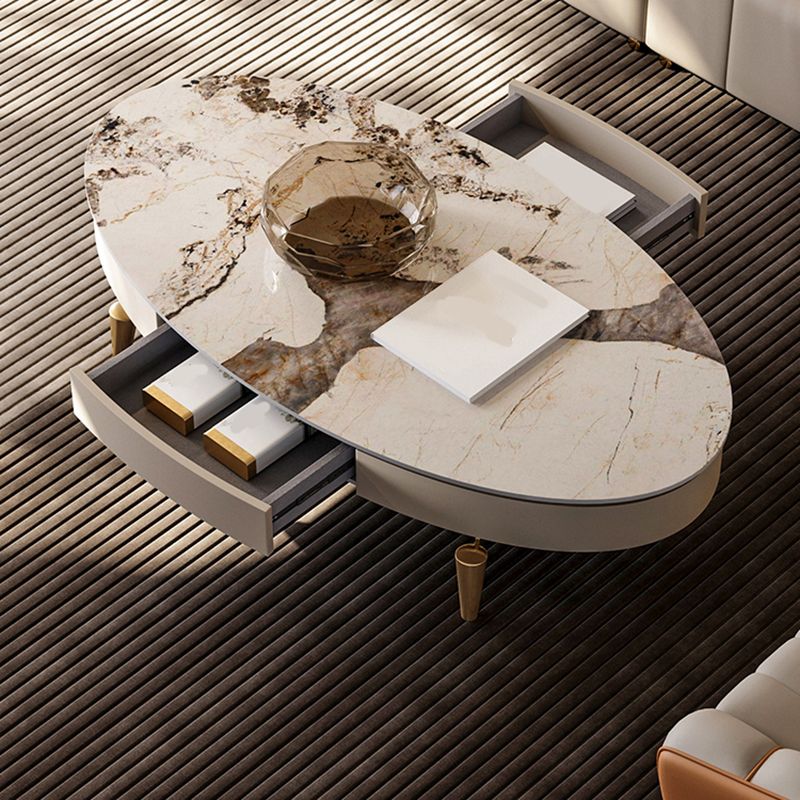 17"H Glam Coffee Table Slate Single Coffee Cocktail Table with Storage