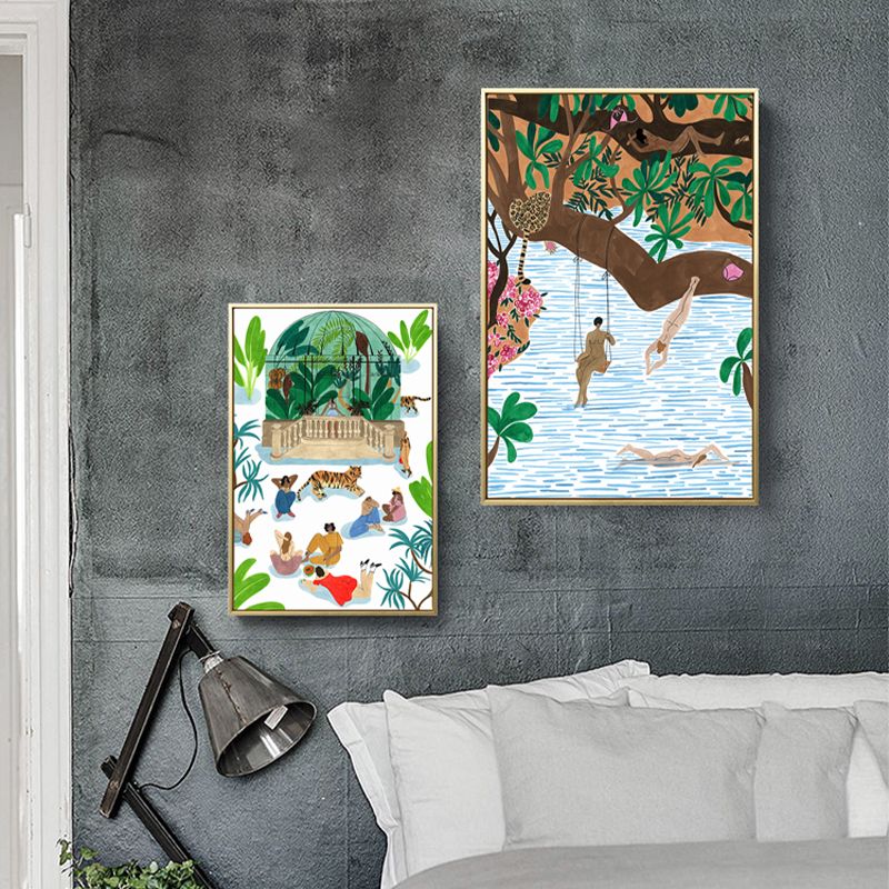 Childrens Art Amusement Park Painting Canvas Textured Colorful Wall Decor for Home