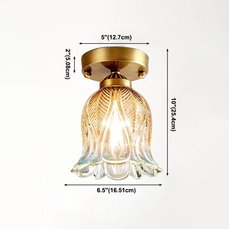 Luminaire de plafond floral en verre de style moderne, luminaire monté au plafond doré