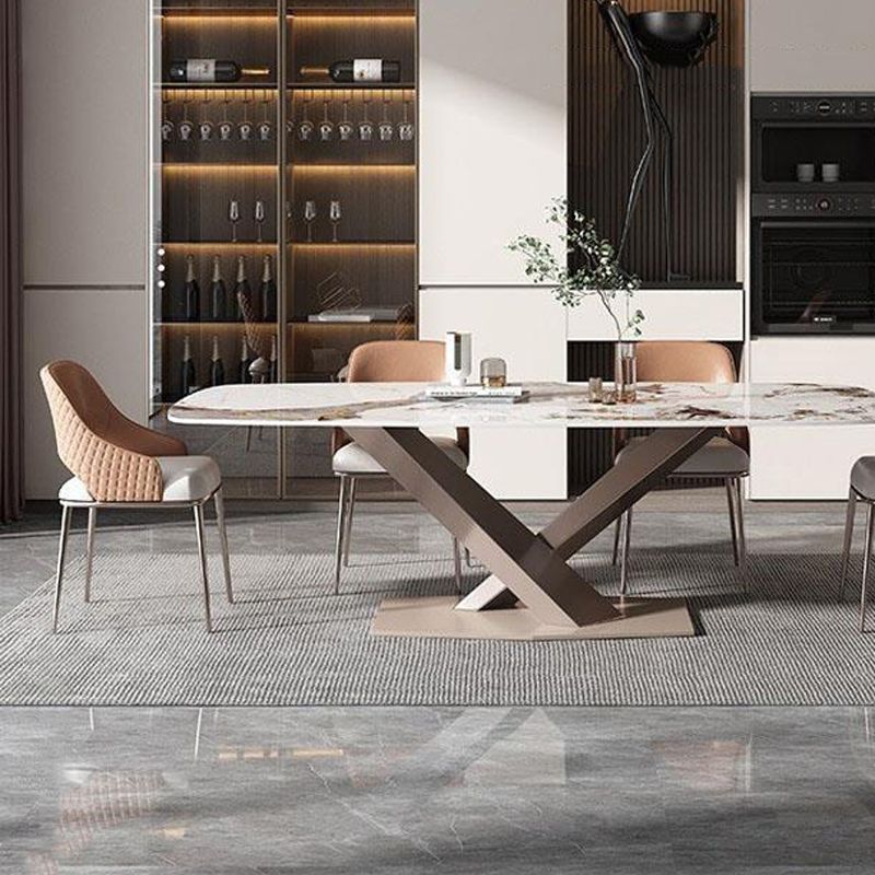 Glam Kitchen Dining Chair Metal Legs Open Back Dining Arm Chair