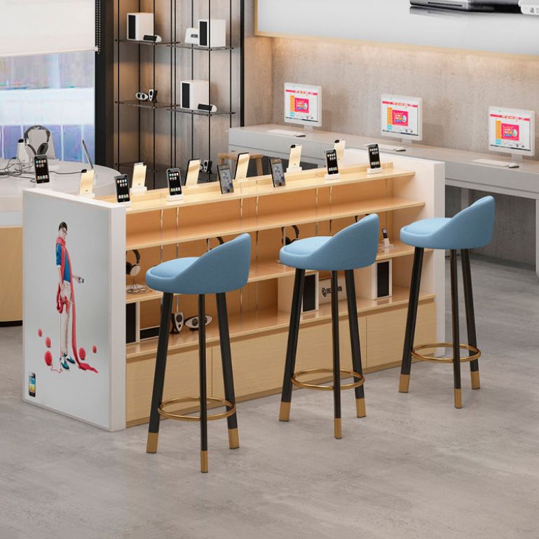 Low Back Footrest Upholstered Home Stool Glam 27-inch Matte Finish Barstool