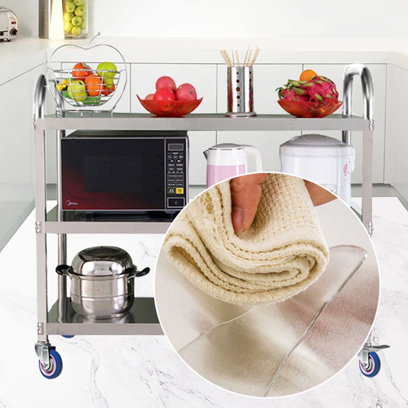 Modern Style Metal Prep Table Rectangular Rolling Prep Table for Dining Room