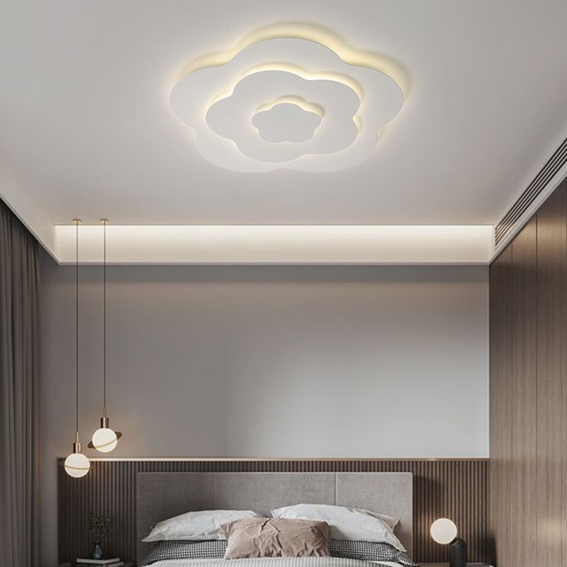 Plafonnier LED géométrique blanc en fer laqué de style moderne avec abat-jour en acrylique