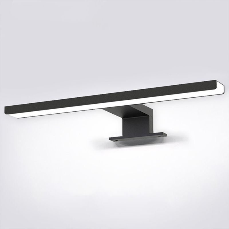 1-Light Metal Linear Shade Wall Sconce Modern Style Mirror Wall Lighting in Black