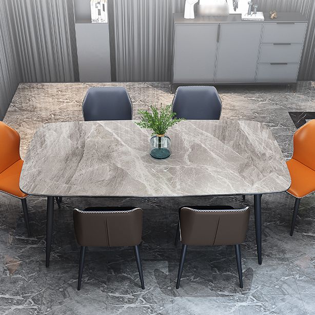 Stone and Steel Dining Table Industrial Grey Dinner Room Kitchen Table