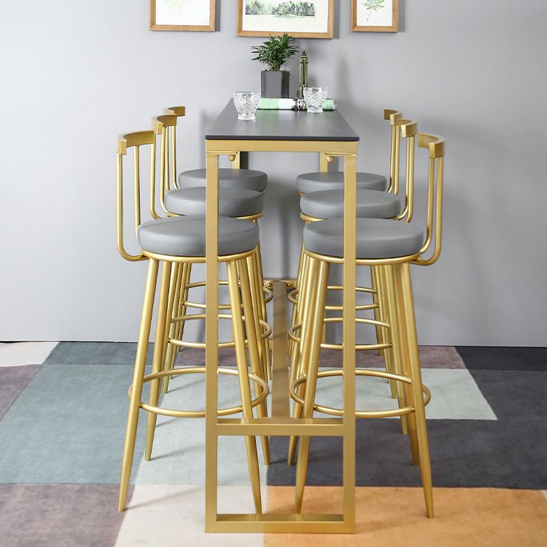 Glam Style Rectangle Bar Set 1/7 Pieces Stone Pub Dining Set for Dining Room