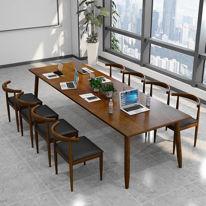 Pine Wood Top Dining Table Traditional Luxury Rectangle Table with 4 Legs