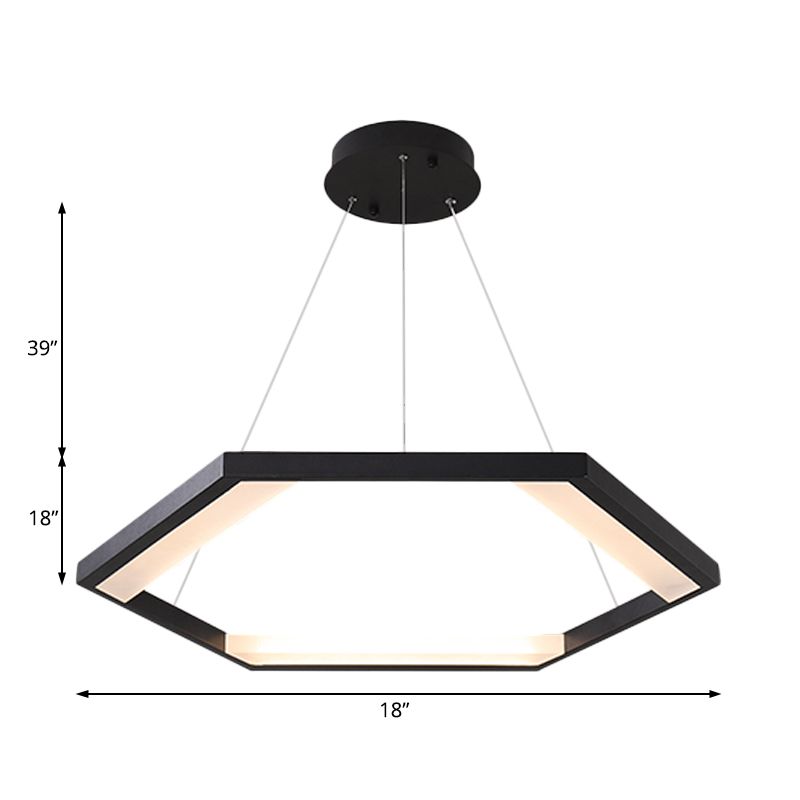 Hexagon Acrylic Chandelier Modernist 1/2/3 Lights Black Led Hanging Ceiling Light in White/Warm Light