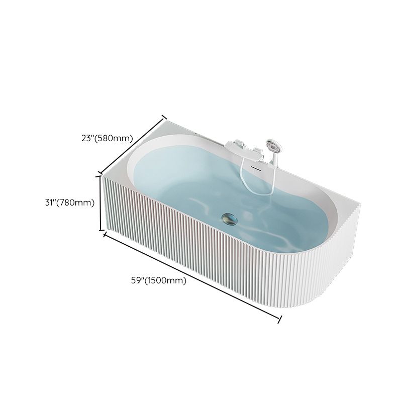 Modern White Acrylic Soaking Bathtub Rectangle Back to Wall Bathtub