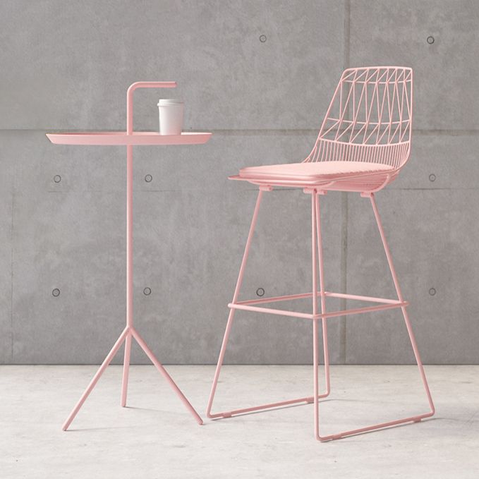 Glam Iron Upholstered Bar Stool Armless Backrest Stool for Bristol