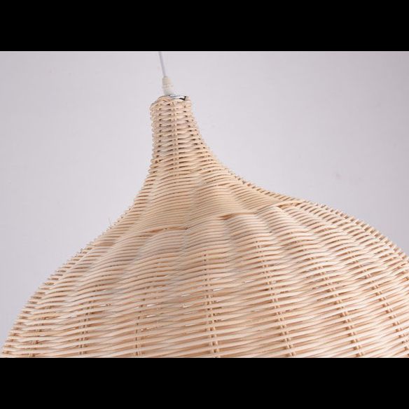Chinese Basket Pendant Lighting Fixtures Rattan Hanging Light with Hanging Cord for Restaurant