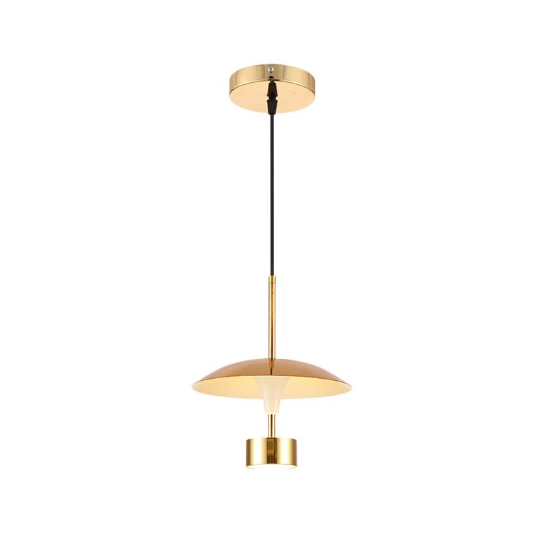 10"/14" W Domed Metallic Suspension Light Modern LED Gold Ceiling Pendant Lamp for Dining Room