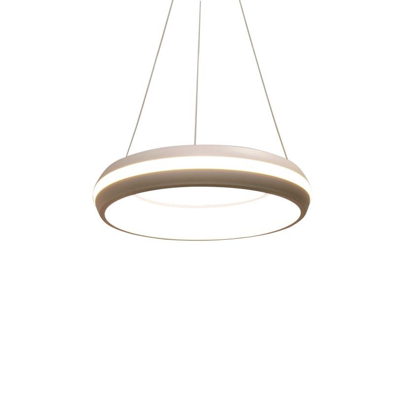 Donut Metal Pendant moderniste LED White / Grey Hanging Lightture en troisième vitesse, 19 "/ 25" de largeur