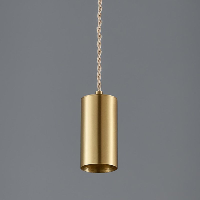 Lámpara de suspensión cilíndrica de la noche de metal 1 Bulbo posmoderna Luz colgante en oro