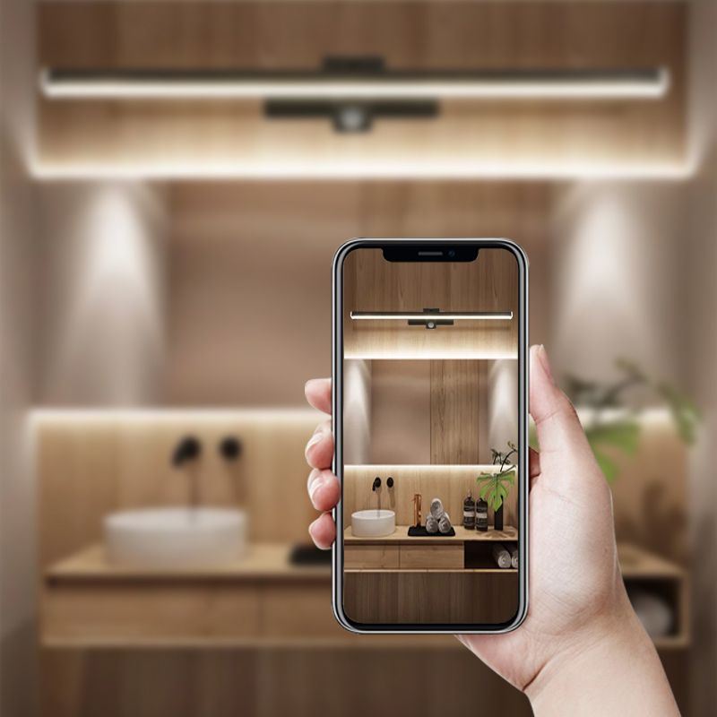 Linear Shape Metal Vanity Light Modern Style 1 Light Vanity Light Fixture in Black