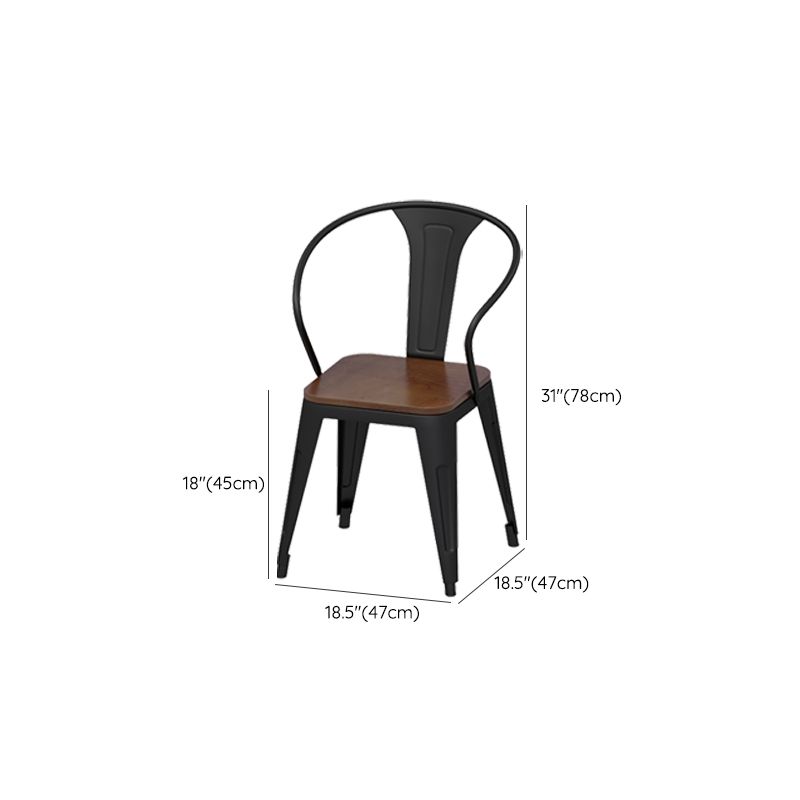 Solid Wood Dining Chairs Contemporary Arm Chairs with Metal Base