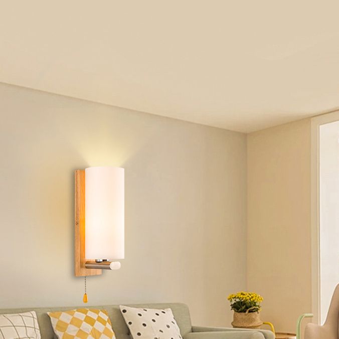 Cilindro de la sala de estar accesorio de iluminación de pared de vidrio Iluminación de pared moderna en blanco