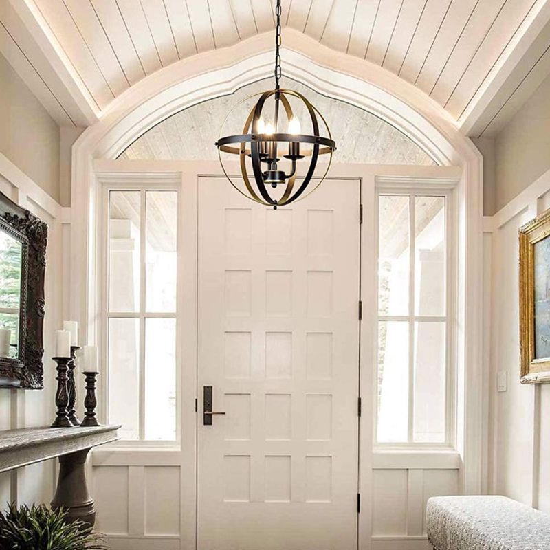 Lampada industriale sala da pranzo industriale a sospensione in metallo globo nero