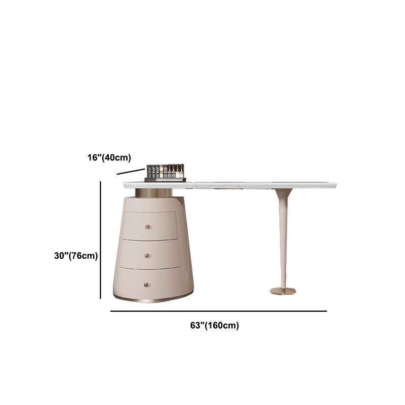 Glam Marble Makeup Vanity Set With Drawer in Pink for Bedroom