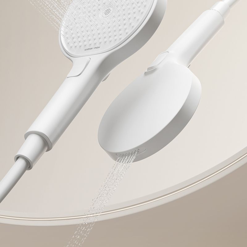 Valve Included Shower System Metal Square Shower Faucet in White Rain Shower Head