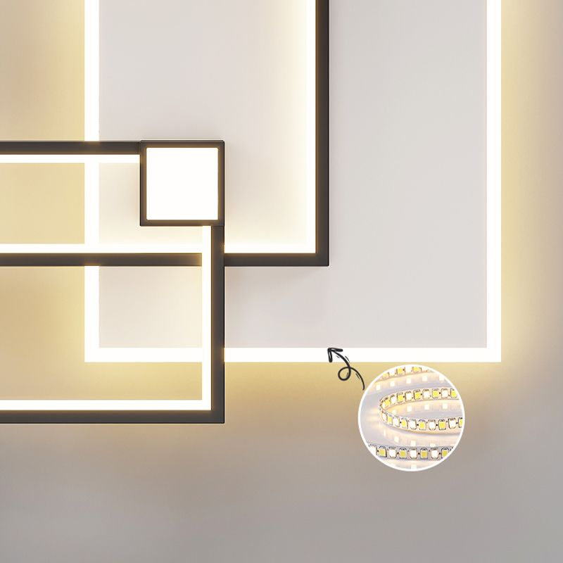 Geometric Shape Metal Flush Mount Light Modern Style 3 Lights Ceiling Mount Light in Black