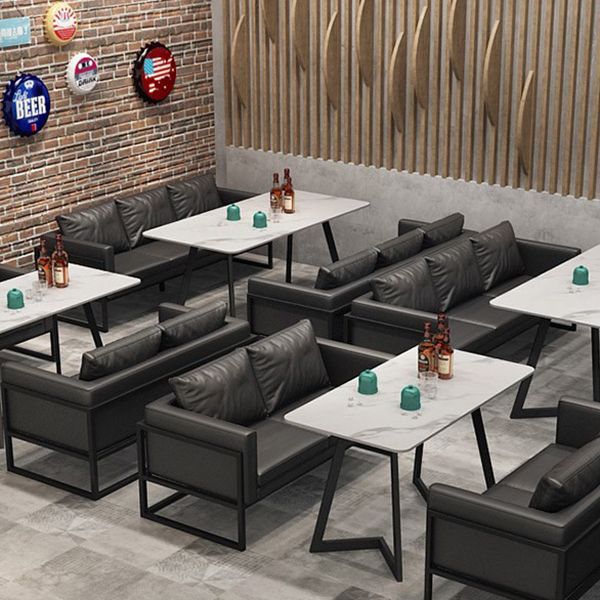Metal Industrial Rectangle Indoor Table Sintered Stone Table for Kitchen and Dining Room