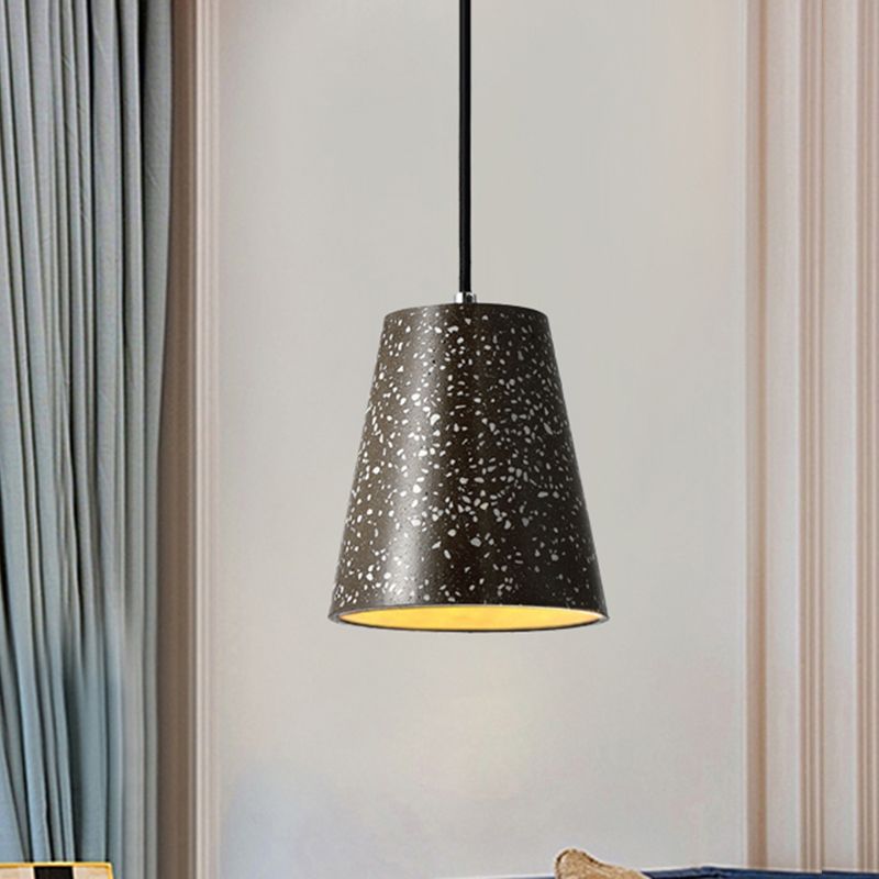 Concrete Cone Pendant Lighting Simplicity 1 Light Black/White/Brown Hanging Light