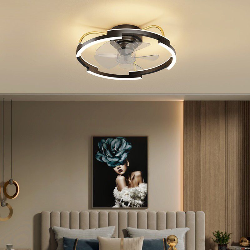 Geometric Shape Metal Ceiling Fans Modern Multi-Lights Ceiling Fan Lamp