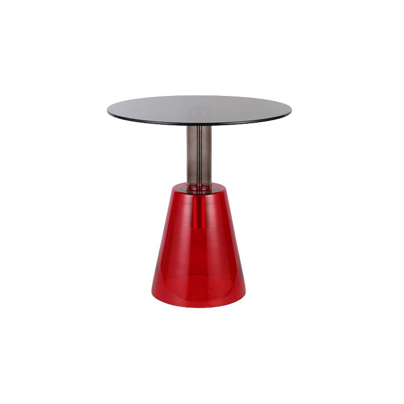 Modern Round Glass Top Side Table 19.68" Tall Pedestal End Table