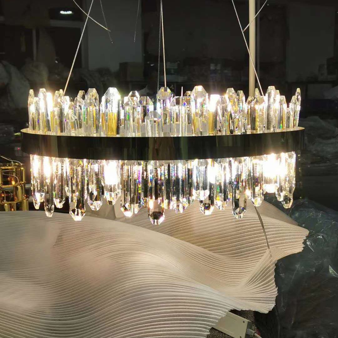Modern Style Chandelier Lighting Gold Crystal Pendant Light for Living Room