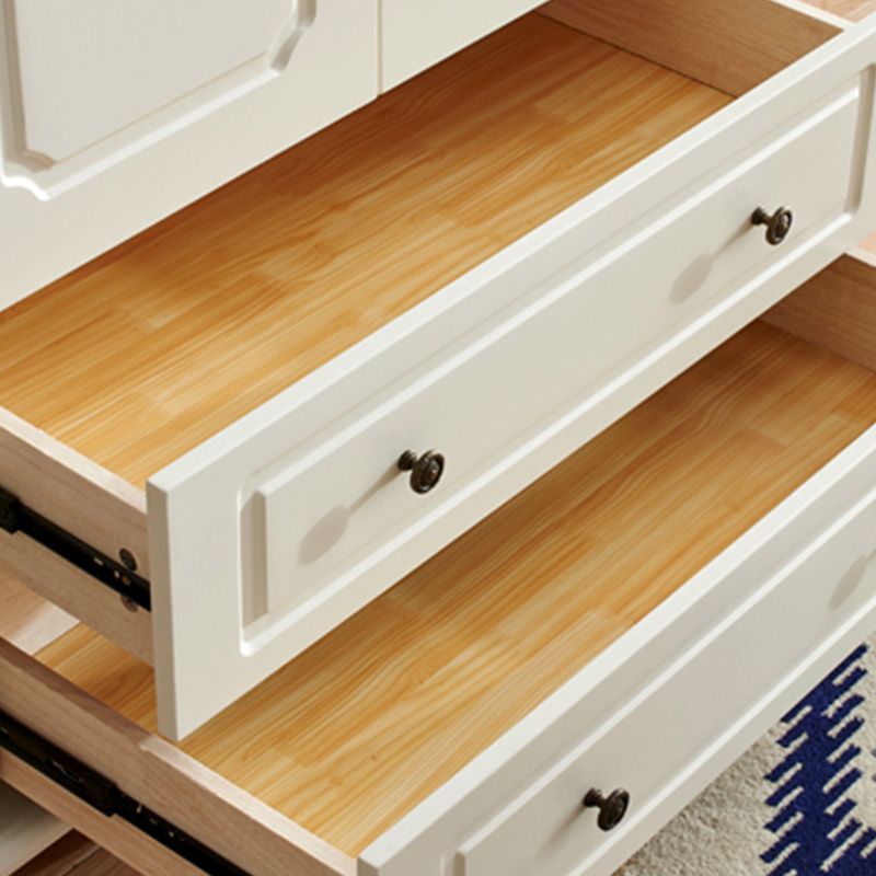 Coastal Hinged Door Storage Cabinet with Drawers Manufactured Wood Matte Finish Cabinet