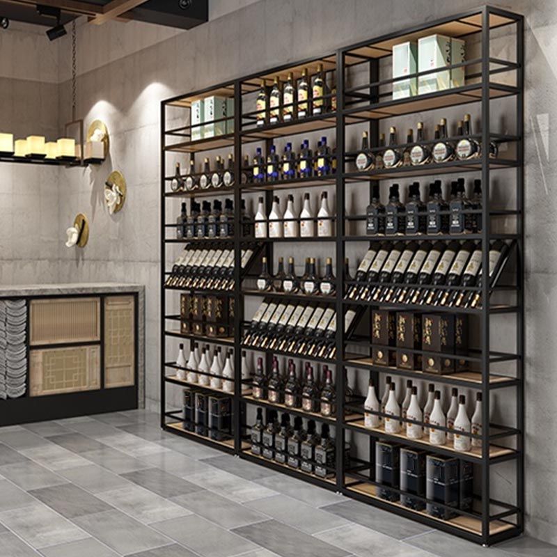 Modern Floor Wine Rack Kit Metal Wine Holder Rack with Shelf