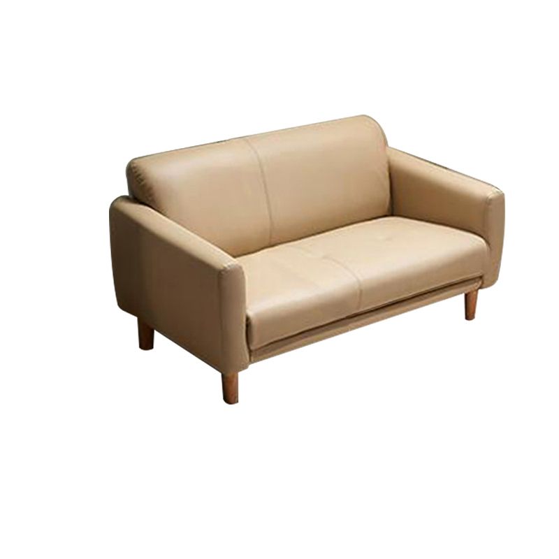 Modern Square Arm Stain Resistant Settee Couch in Orange/Ivory Cushions