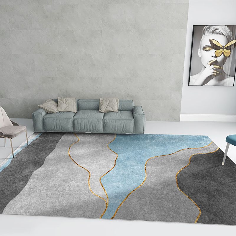 Modern Graphic Pattern Rug Polyester Area Carpet Stain Resistant Indoor Rug for Living Room