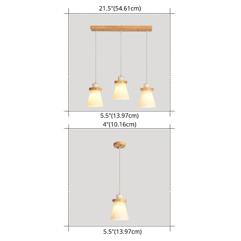 Cone Suspension Pendant Light Modern Wooden Dinning Room Pendant Light Kit in Wood