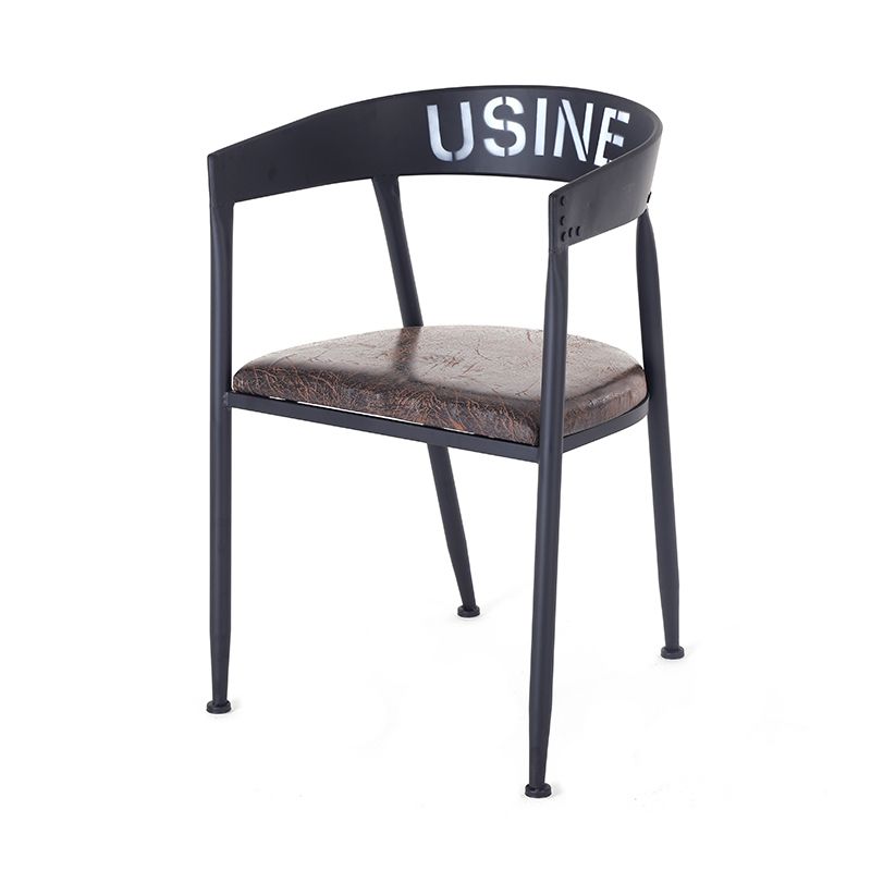 Chaise de salle à manger industrielle chaise arrière ouverte avec 4 jambes en métal noir pour usage domestique