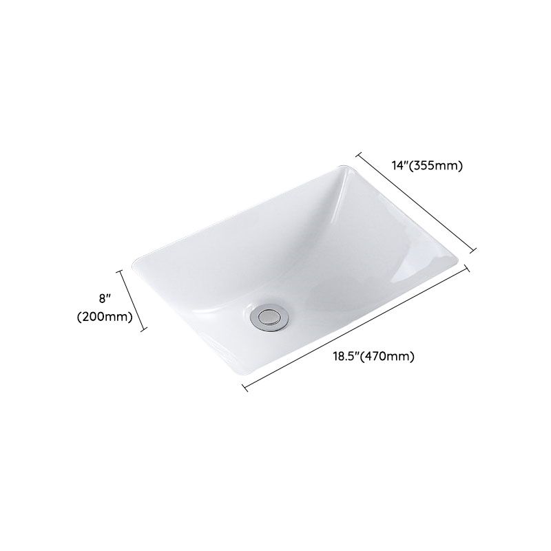 Modern Undermount Vanity Sink Porcelain Shut-Off Valve Included Bathroom Sink