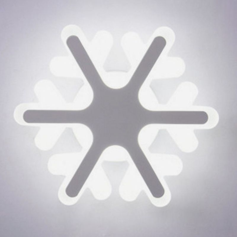 Nordic Snowflake Wall Sconce Lighting Acrylic LED Bedroom Sconce Light Fixture in White