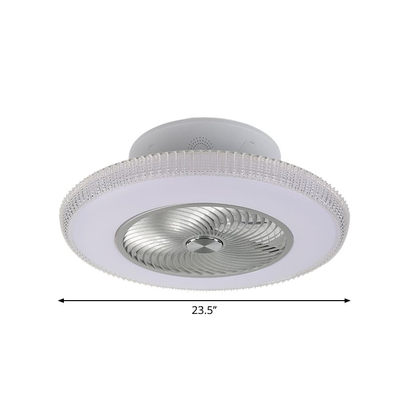 Moderne ronde ventilator verlichtingsarmatuur Metallic LED Parlor Semi Flush in White, 23,5 "W