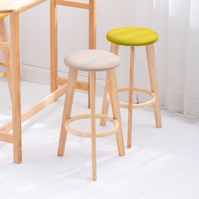 Industrial Style Round Seat Barstool Wooden Counter Bar Stool for Home Use