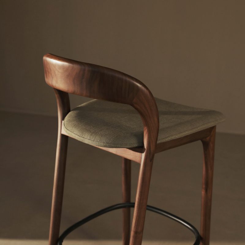 Green Fabric Counter & Bar Stools Industrial Ash Wood Indoor Stools