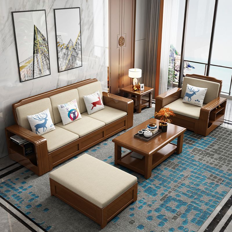 68"W Contemporary Sectional Sofa Fabric Sectional with Bostol Pillows