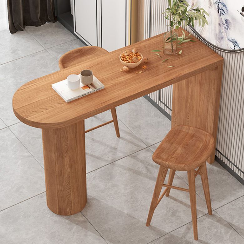 Specialty Pine Wood Top Bar Table Matte Finish Contemporary Pub Table