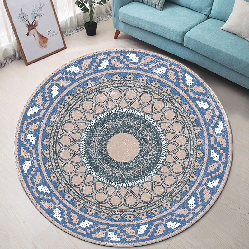 Red Bohemian Rug Polyester Graphic Rug Washable Rug for Home Decoration