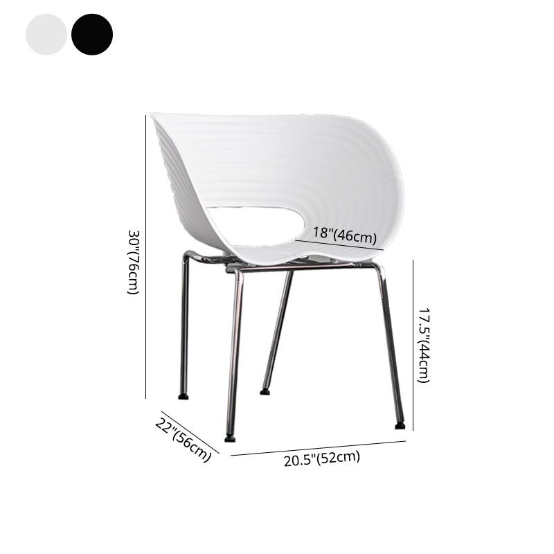 Industrial Style Open Back Dining Side Chair Plastic Dining Armless Chairs with Metal Legs