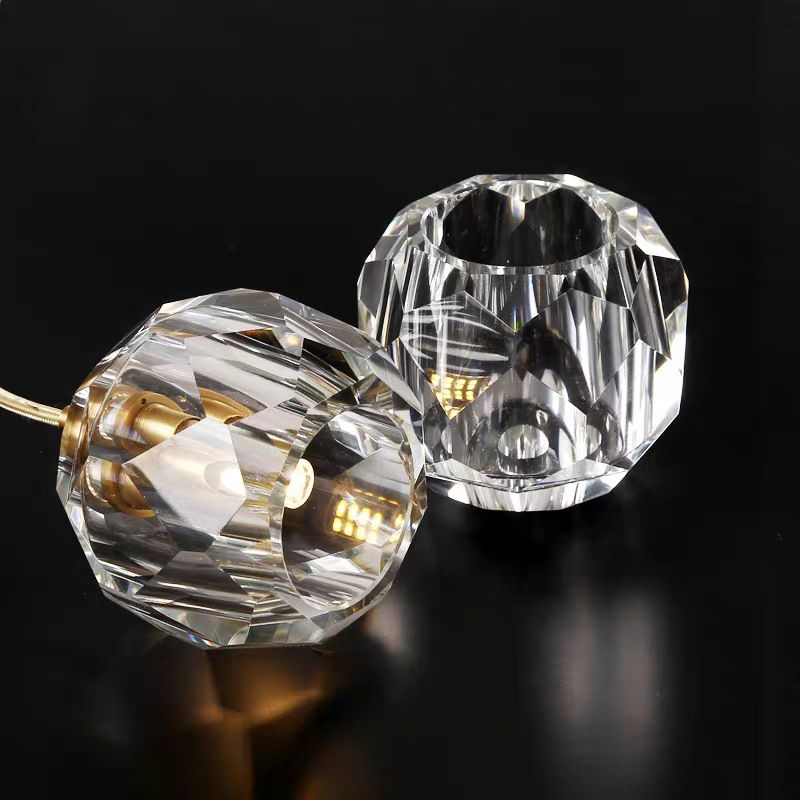 Fun a sospensione a sospensione a sospensione oro, illuminazione a sospensione con cristallo contemporaneo